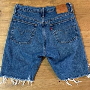 Levis long cutoff shorts